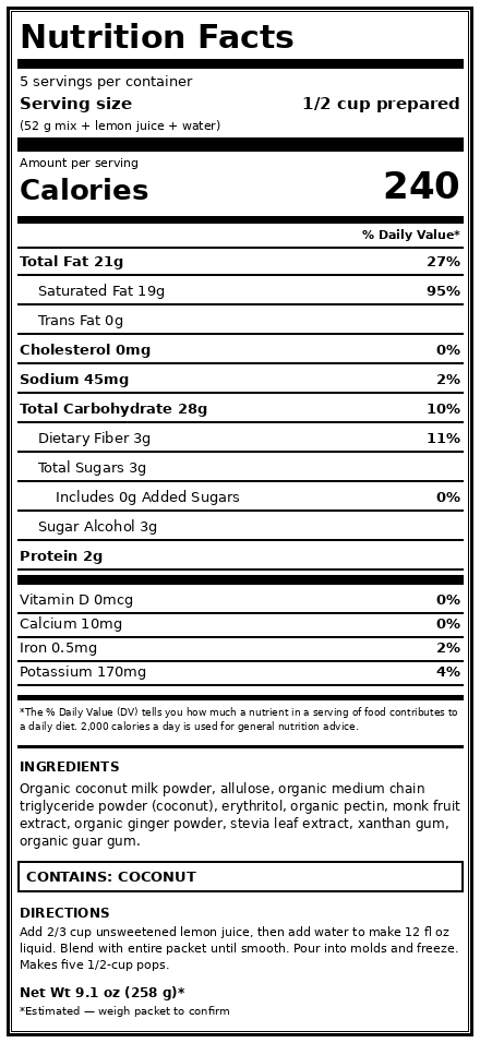 Lemon Ginger Keto-Friendly Ice Cream Mix